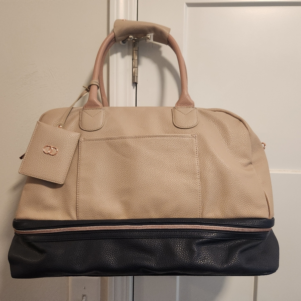 Caboodles Cream and Navy Overnight Bag